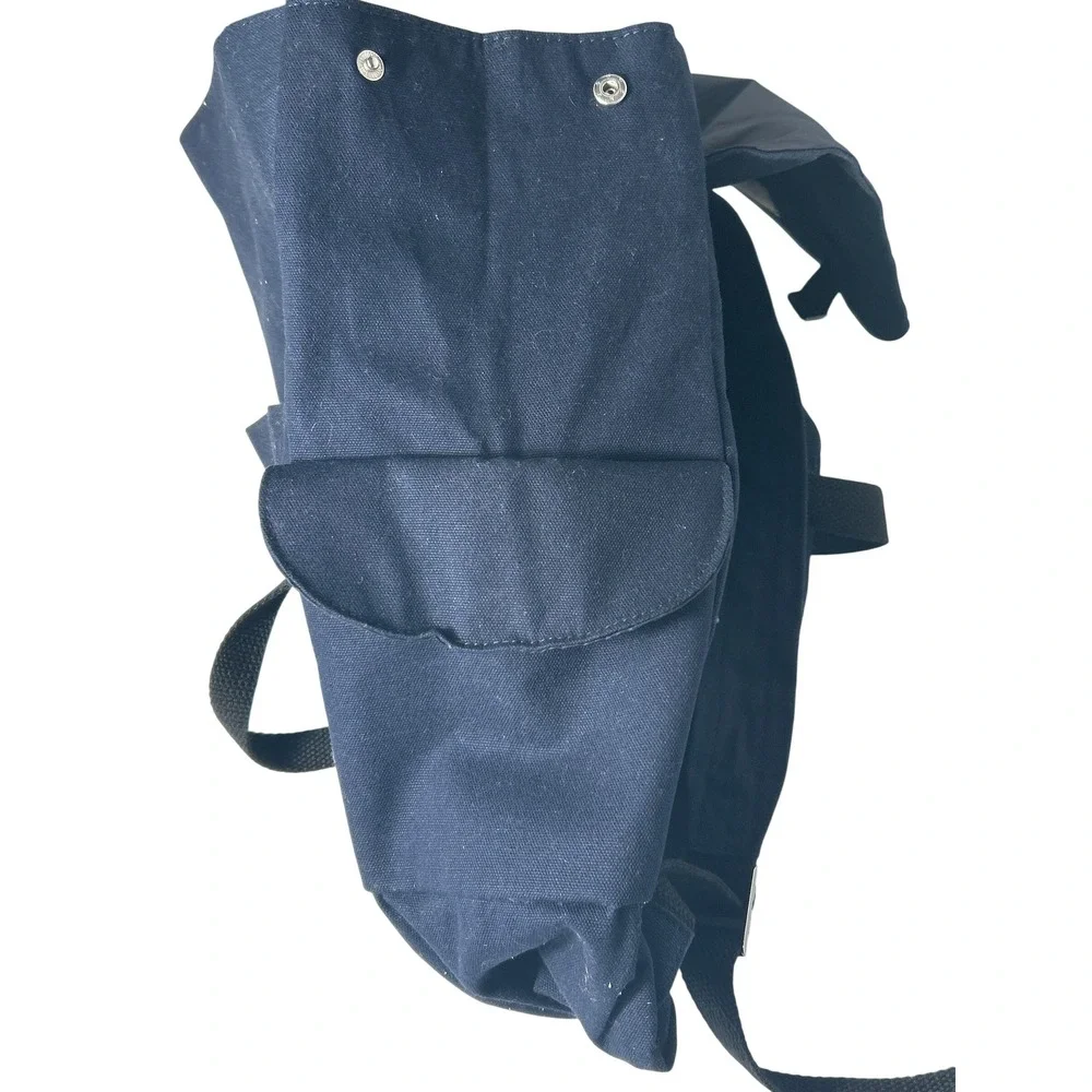 Jean Paul Gaultier Navy Blue White Stripe Canvas Backpack